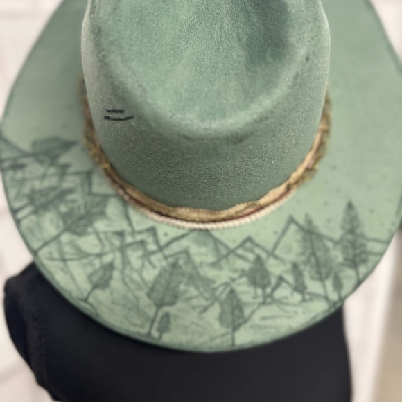Elegant Green Women's Fedora with Artistic Pattern - Picture 5 of 5